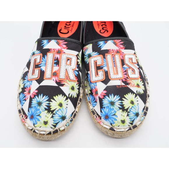 Circus Sam Edelman Flats Womens 8.5 Black Fabric Floral Print Espadrille Slip On - Picture 6 of 12